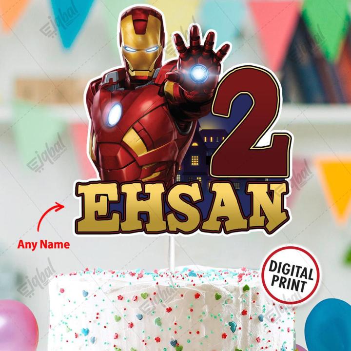 Ironman Theme CUSTOMIZED Digital Cake Toppers for Birthday Party Celebration & Decoration
