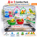 Kolachipets 8 in 1 Bird Cage Accessories Combo Pack | Bird Feeding Pots Water Dispensers Swings Perches Set | Budgie Lovebird Finch Canary Australian Parrot Cage Accessories Kit | Plastic Bird Feeder Toy Cage Setup. 