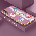 Samsung S21 Plus 5G Cute Cartoon Hello Kitty For Girls Square Edge Pattern Casing Plated Phone Shell Luxury Plating Soft Phone Case. 