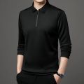 MEN'S ZIPPER POLO QUARTER ZIP FULL SLEEVES TURN DOWN COLLAR. 