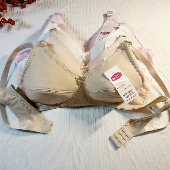 Yalih Pure Cotton AB Cup Thin Cotton Middle-Aged and Elderly Wireless Bra Cotton Breathable Teenage Girl Puberty Bra