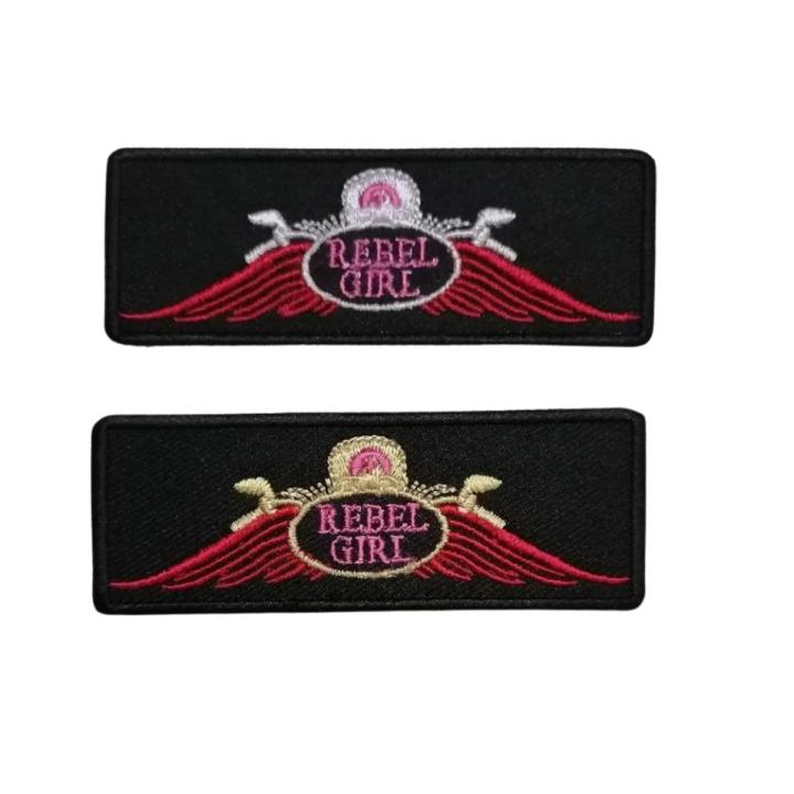 Cute Rebel Girl with Wings Embroidered Iron On Patch Sew On Badge Bags Caps Jeans Jackets Applique