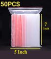 50 PCS Resealable Air Tight ZipLock Transparent Closeable Bag - Size 5x7 Inch. 