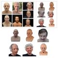 Halloween Props Funny Face Wig Old Man Mask Old Man Headgear Realistic. 