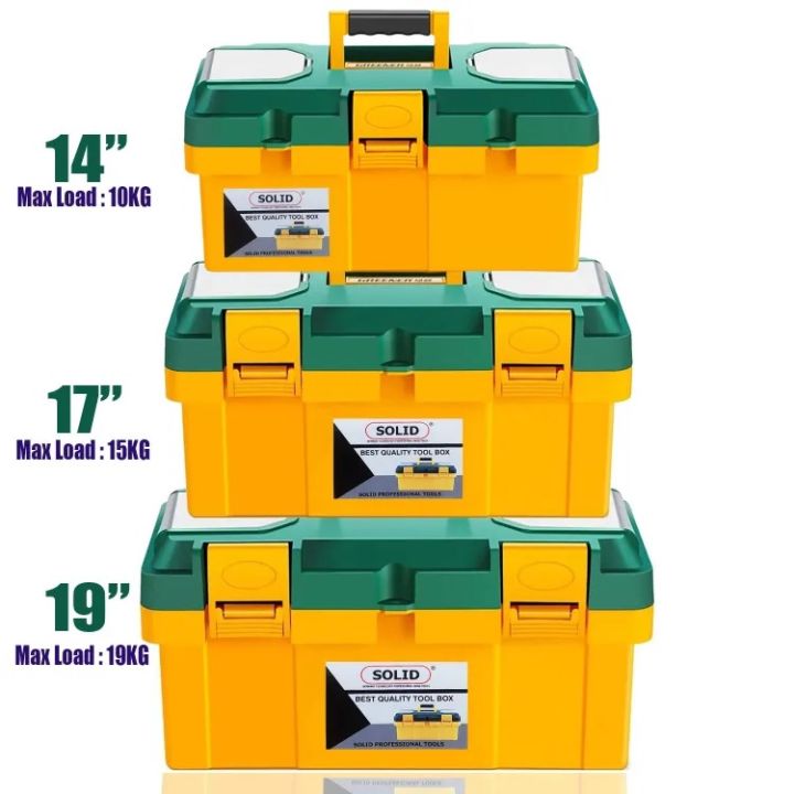 Solid High Quality Tool Box with Tray - 15, 17, 19 Inch - 2 component box