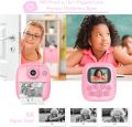 Kids Camera Instant Print Camera for Kids with Flipped Lens Zero Ink Kids Camera Digital Camera with 1 Rolls Print Paper,  32G SD Card for DIY Birthday Gifts Pink. 