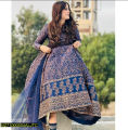 Allover printed fancy maxi 3 pieces latest design stitched dress for girls. 