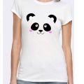 Bear Face Printed White T Shirt For Women. 