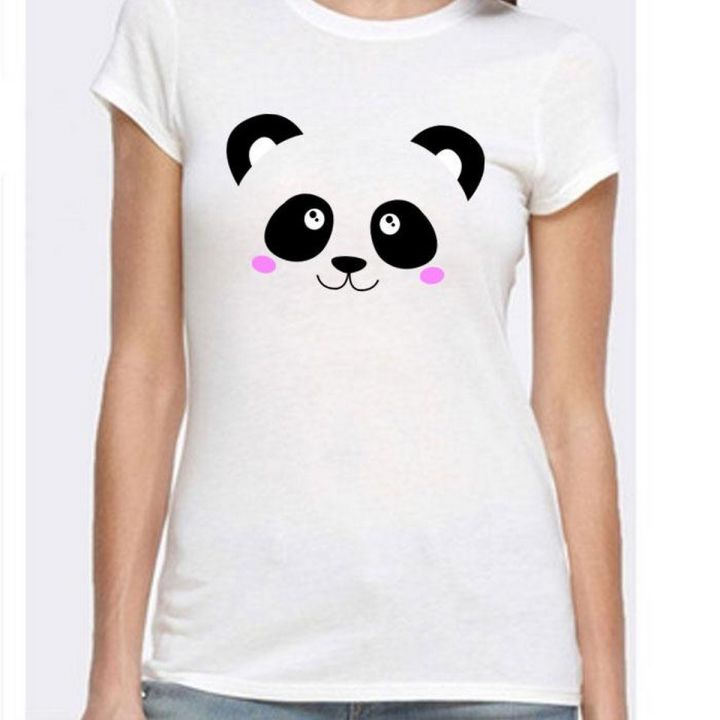 Bear Face Printed White T Shirt For Women