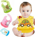 Baby Bib Folding Plastic Rubber Bib Napkin With soft Tray. 