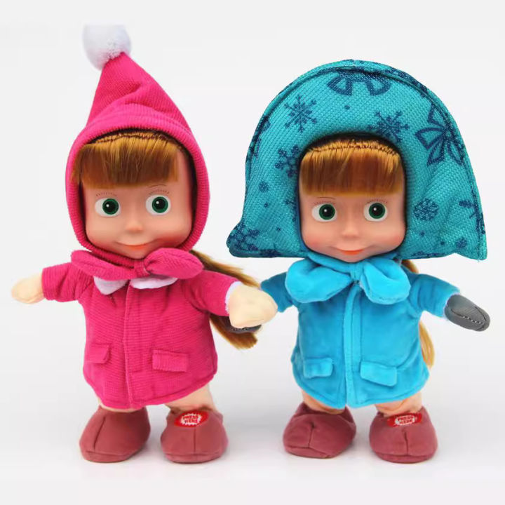 toys in Russia Winter Masha Bear Big Eyes Doll with Masha Masa and Bear Bear