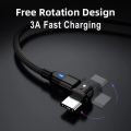 18W Fast Phone Charger 180° Rotate Type-C USB Cable For Huawei Y8P Y7A Y9A P Smart 2021 Nova 5T Honor 30 20 10 USB Type-c Cable. 
