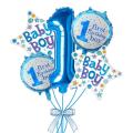 1 FIRST BIRTHDAY BOY Theme Foil Balloon 5 Pieces Set. 