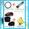 TOYOTA PASSO DEAL OF 4 ( MICRO FIBER CLOTH 1PC ,WINDOW SUNSHADES BLACK 4PC , STEERING COVER, SILVER SUN SHADE). 