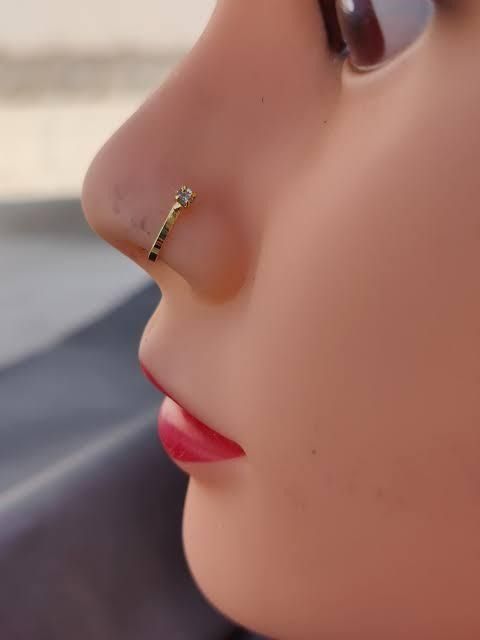 nose ring nathli with white stone zircon made by pure silver with box