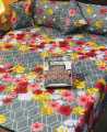 5 Pcs 100% Pure Cotton King Size Double Bedsheet With 2 Pillow Cover & 2 Cushion Cover. 