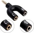 Sounce Audio Jack Headphones with mic, 3.5 mm Jack Splitter 2 Male 1 Female Black (U-Shape)3.5mm U Shape Sound Stereo TRRS Audio Splitter Earphone Jack Adapter 1 Male To 2 Female Stereo Converter For Mobile/PC. 