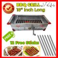 BBQ Grill 18" inch 1.5 Foot Stainless Steel polish Charcoal Barbecue Grill  Bar B Q  Angethi Angethe Burner Bar B que Grill Hand  EID UL ADHA stand pan Tandoori Seekh Kabab Handle Grill Liner Coal بار بی کیو گرل Bar BQ Grill (12  Free Flat Stick). 