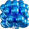 Blue Metallic Chrome Balloon - 12 inch - Blue Themed Party - Blue - Unisex - Pack Of 10. 
