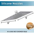 Rainfall Shower Head 8 inch, Solid Stainless Steel Square Ultra Thin Water Saving Chrome Finish 100 Pores. 