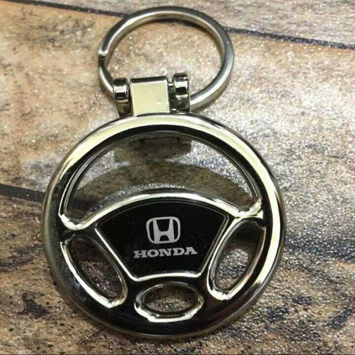 Honda Metal Steering Logo Keychain Car Bike Key Chain Ring