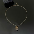 Vintage Fake Hip Hop Jewelry Broken Damaged Half Face Skull Pendant Necklace for Men. 
