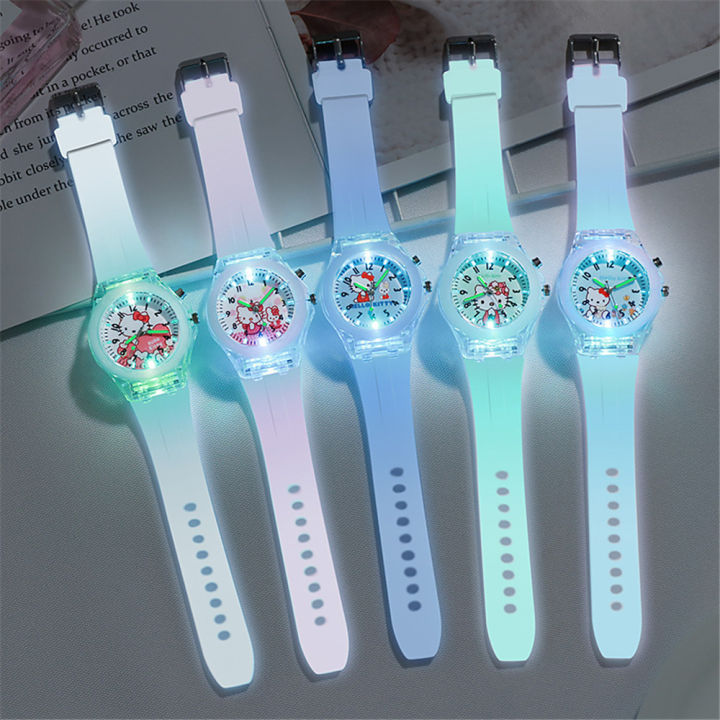 【Qian poem li Store】box] Hello Kitty led digital watch for children life girls luminous watch kids watches student watch gifts