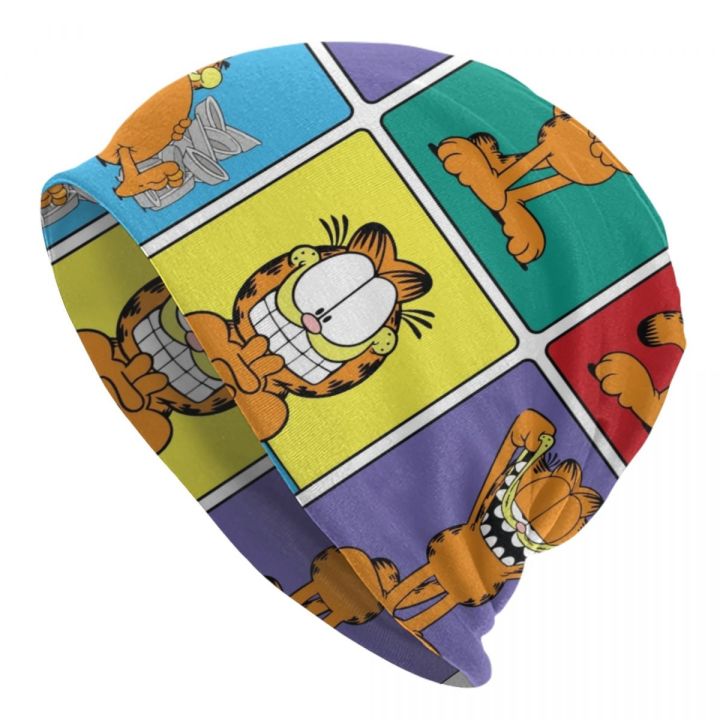 Garfields Cat Funny Meme Skullies Beanies Caps Cool Winter Warm Women Men Knit Hats Adult Unisex Cartoon Comic Bonnet Hats