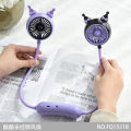 New halterneck outdoor cartoon cute little fan usb charging mini portable big wind small fan manufacturers. 