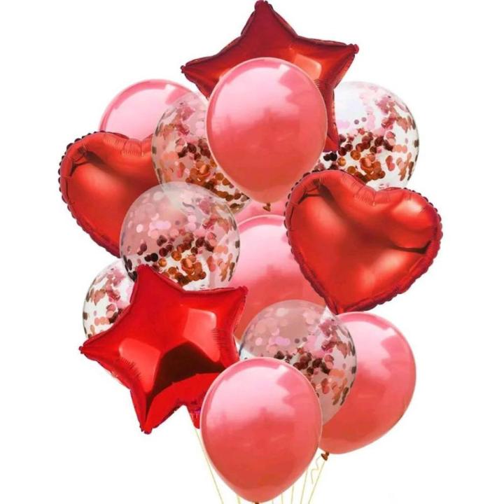 14 pieces /set Multi Confetti Balloons Golden Pink Silver Red Helium Balloon Heart and star Boy Girl Shower Birthday Party Supplies And Weddings