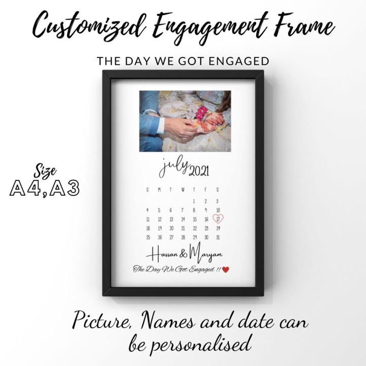 Engagement Frame For Gift, Nikkah or Engagement Frame With Date and Names, HD Quality Picture Frame