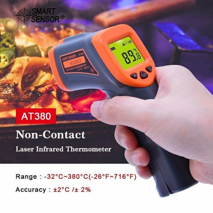 AT380 Digital Infrared Thermometer LDC IR -32~380 C Non-Contact IR aquarium Laser Pyrometer temperature Thermometer Meter