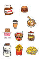 Food Doodle Stickers for Laptop - Pack of 10 - 2 Inch x 2 inch Sticker Aesthetic Art Stickers -for mobile back, Laptop, dairy and for decorating your stuff and making them look more attractive - Stickers for Mobile. 