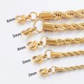 Width 2/3/4/5/6mm 316L Stainless Steel Gold Color Twisted Rope Chain Necklace For Men's and Women's Jewelry wholesale. 