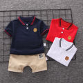 Yfashion 2pcs/set Kids Boys Summer Cute Bear Embroidery Shirt + Shorts. 