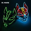 Anime Cosplay Décor Japanese Fox Mask LED Neon Light Mask Halloween Costume Mask Luminous LED Mask DJ Dance Glow Photo Props. 