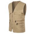 Men Zipper Casual Multi Pocket Sleeveless Jacket Coat British Suit Vest Blouse. 