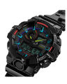 Casio G Shock Mens Black Resin Case Round Analog+Digital World Time Stop Watch Calendar 5 Daily Alarm LED Light Multi-Functions Black Resin Strap Watch-GA-700RGB-1ADR. 