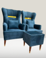 Modern  Branded Sofa ChairOne Seater Fabric Nevy Blue Velvet Colour {{Special Offer Available }}. 