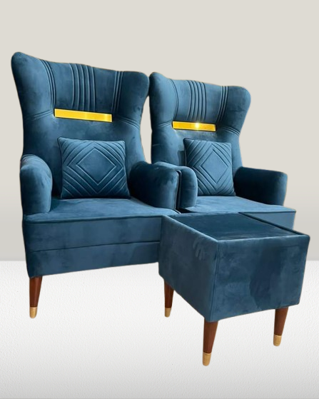 Modern  Branded Sofa ChairOne Seater Fabric Nevy Blue Velvet Colour {{Special Offer Available }}