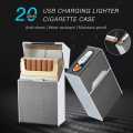 New Cigarette Case 20 pcs With Electric Lighter, Usb Rechargeable, windproof  gift for man. 