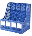 4 Portion Magazine File Documents Holder - Blue. 