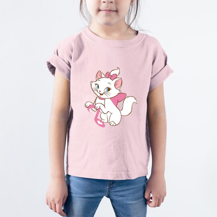 oversized shirt for women aesthetic t shirts for women panglakad Disney Marie Cat Girls Clothes Short Sleeve Harajuku Toddler Girl T Shirt Pink Top Streetwear Kids Shirt Korean Fashion Vetement