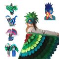 Kids Cosplay Costume Stage Performance Owl Peacock Wings Bird Felt Cape with Mask for Girls Boys Halloween Party Cloak. 