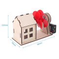 DIY Wooden Wind Power Station Turbine House STEM Assemble Series Kit - Size Approx. 5 inch - Multicolor. 