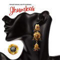 Gorgeous South Indian Style Gold Jhumka Pair. 