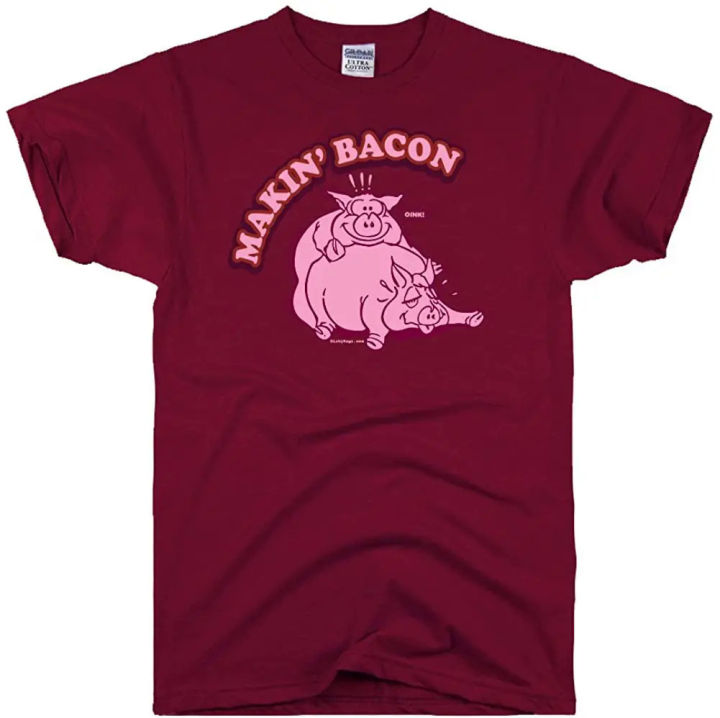 Summer Men Tshirt Slim Fit Men's Streetwear Makin Making Bacon Pig T Shirt Funny Mens Tops Tees