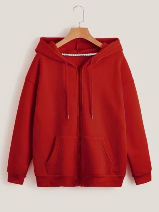 New%20Red%20Plain%20Hoodie%20Zipper%20For%20Girls%20and%20Women%20-%20Image%203