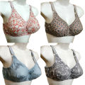 Pack of 4 Printed Bras for Women Cotton Bra for Ladies in Random Colors Fits B-Cup Wireless Bra for Girls Printed Bra Undergarments - Bilal Online. 