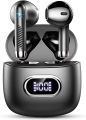 Wasart Wireless Earbud, Bluetooth 5.3 Headphones with 4 ENC Mics, 32H Bluetooth Earphones with Dual LED Display, Wireless Headphones in Ear IP7 Waterproof Bass, Ear Buds Noise Cancelling, USB-C, Black. 